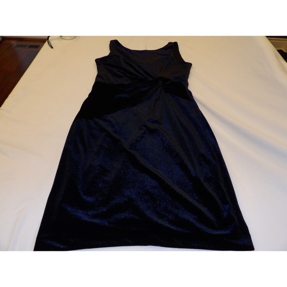 Calvin Klein Dress Womens 10 Navy Blue Velvet Twist Knot V Neck Sleeveless Knee - Picture 4 of 10